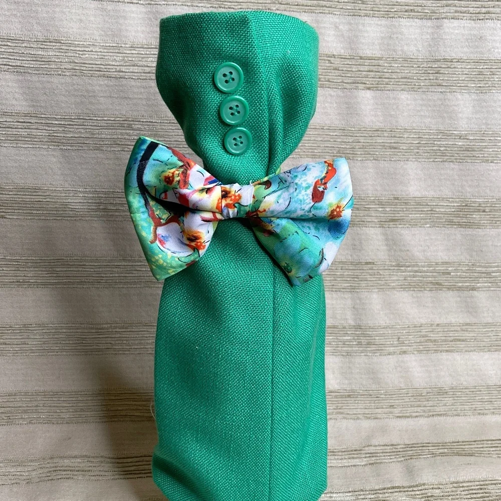Handcrafted Wine or Liquor Bottle Gift Bag Made From Jacket and Tie